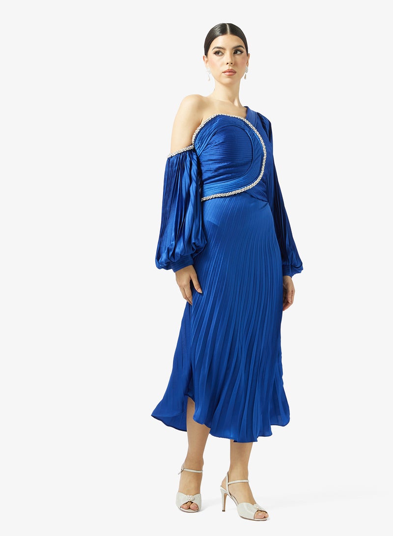 Threadz by Ajooni Cobalt Pleated Dress - Image 1